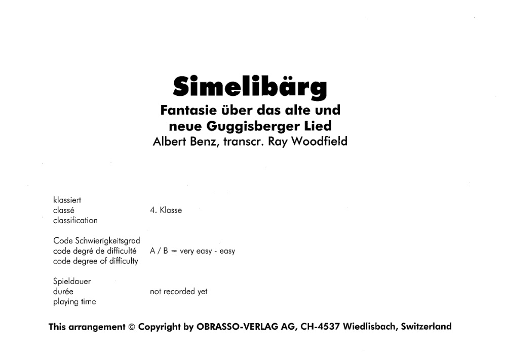 Simelibrg (Fantasie ber das alte und das neue Guggisberger Lied) - hier klicken