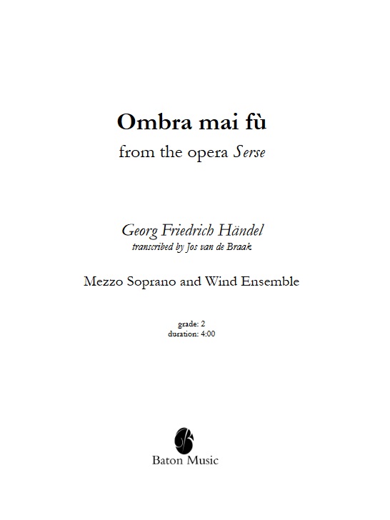 Ombra mai f (from the Opera Serse) - hier klicken