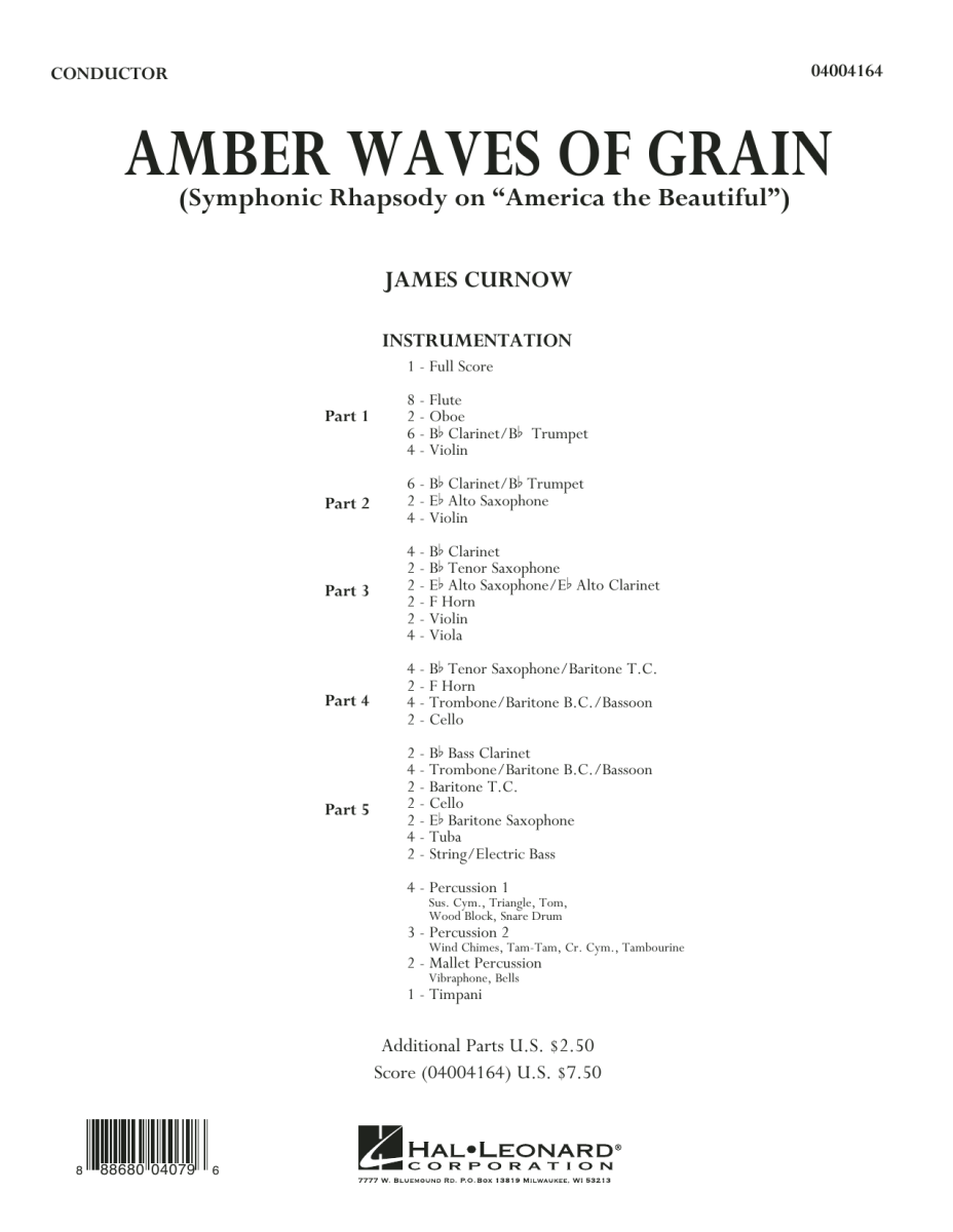 Amber Waves of Grain (Symphonic Rhapsody on "America the Beautiful") - hier klicken