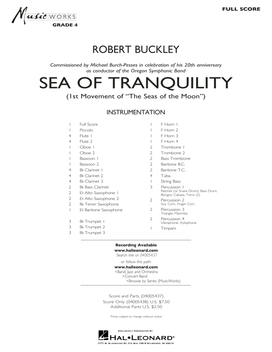 Sea of Tranquility (1st Movement of 'The Seas of the Moon') - hier klicken