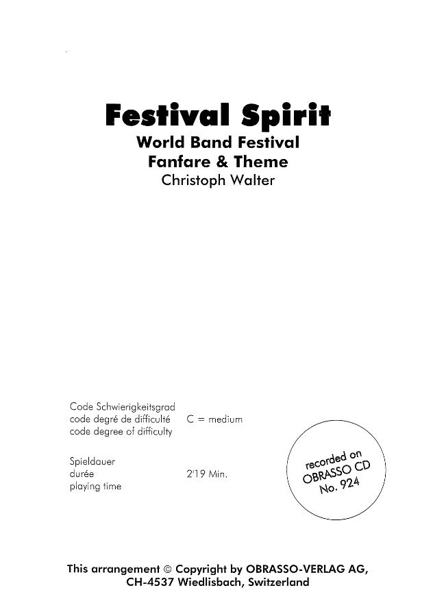 Festival Spirit (World Band Festival Fanfare & Theme) - hacer clic aqu