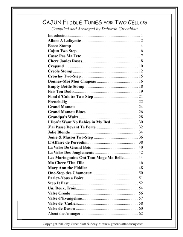 Cajun Fiddle Tunes for Two Cellos - hier klicken