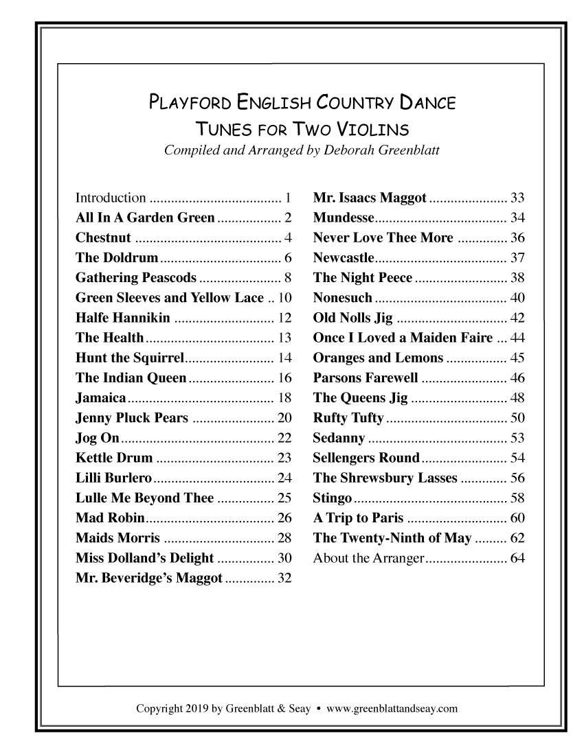 Playford English Country Dance Tunes for Two Violins - hier klicken