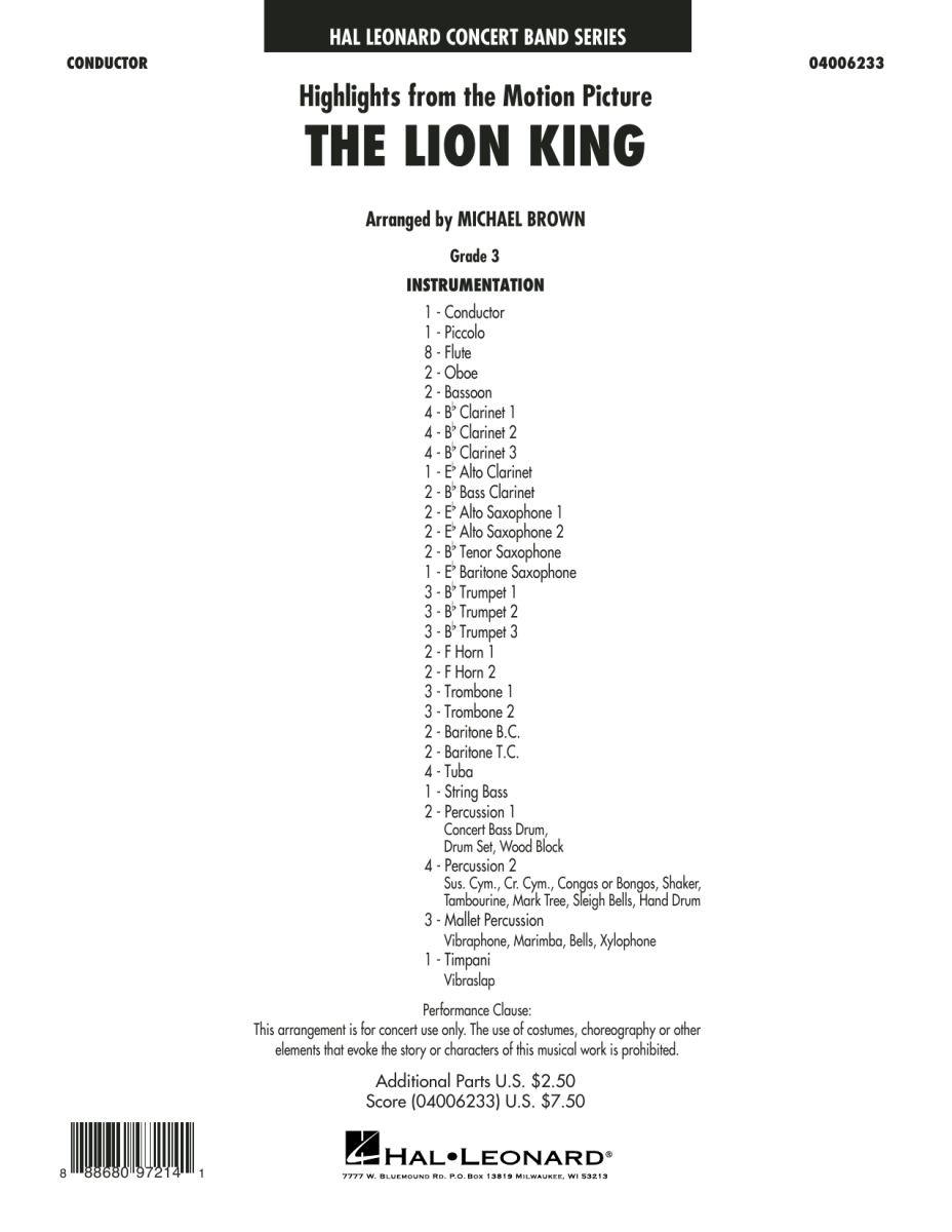 Lion King, The (Highlights from the Motion Picture) - hier klicken