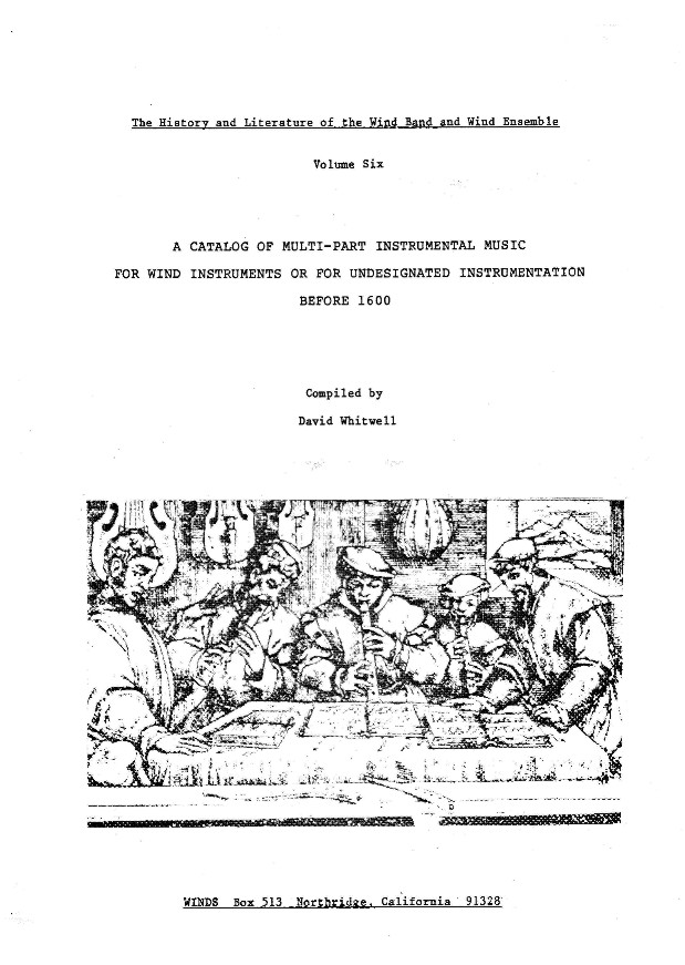 Catalog of Multi-Part Instrumental Music for Wind Instruments before 1600, A - hier klicken Catalog of Multi-Part Instrumental Music for Wind Instruments before 1600, A - hier klicken