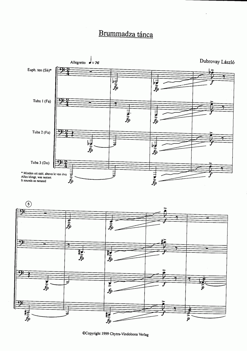 Brummadza tánca - Sample sheet music