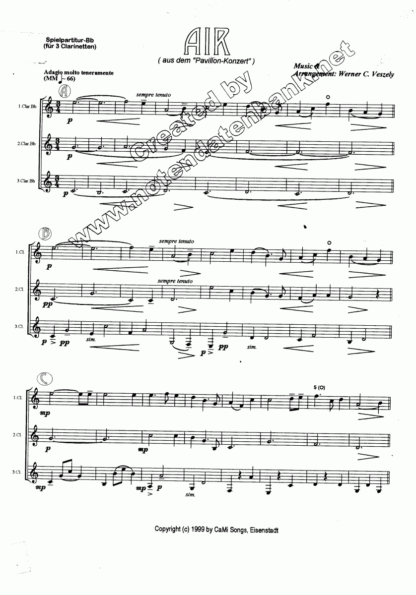 Air (aus dem 'Pavillon-Konzert') - Sample sheet music