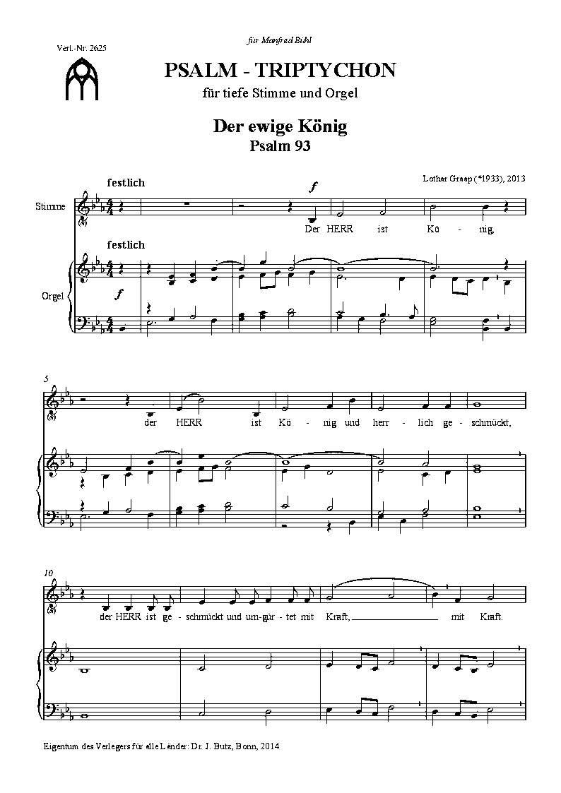 Psalm-Triptychon - Drei Sologesänge für tiefe Stimme und Orgel - Sample sheet music