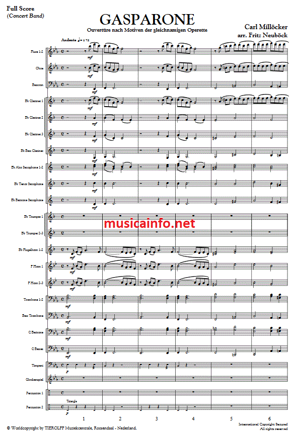 Gasparone - Sample sheet music