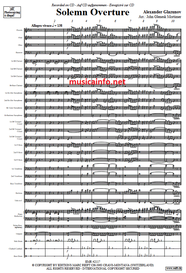 Solemn Overture - Sample sheet music
