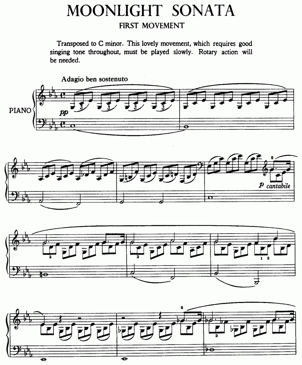 Бетховен Moonlight Sonata Ноты