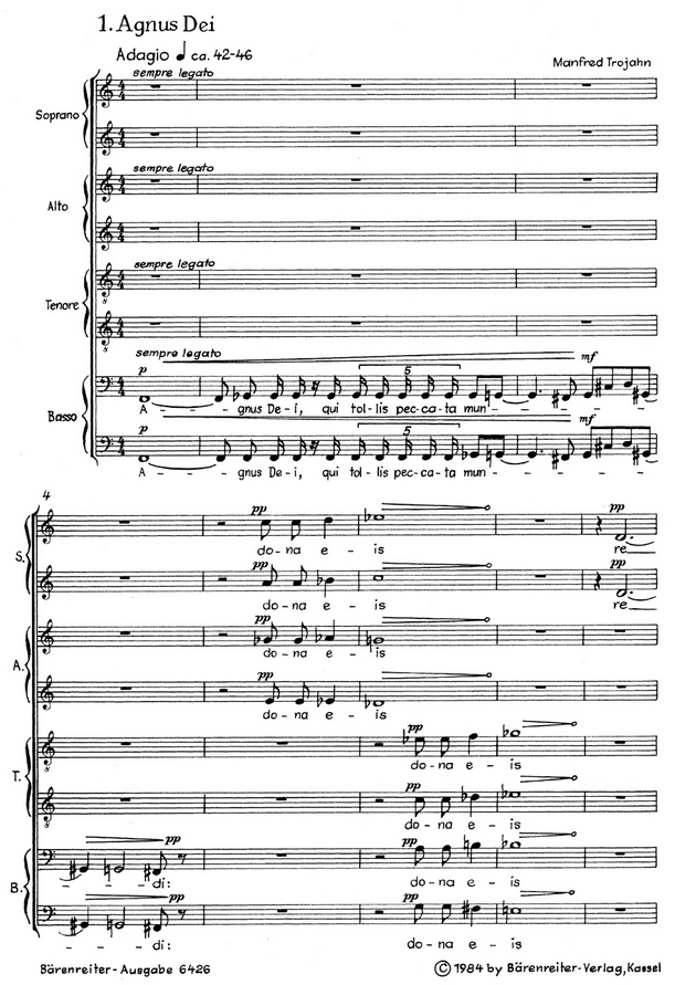2 Motetten (1. Agnus Dei / 2. Lux aeterna) - Sample sheet music